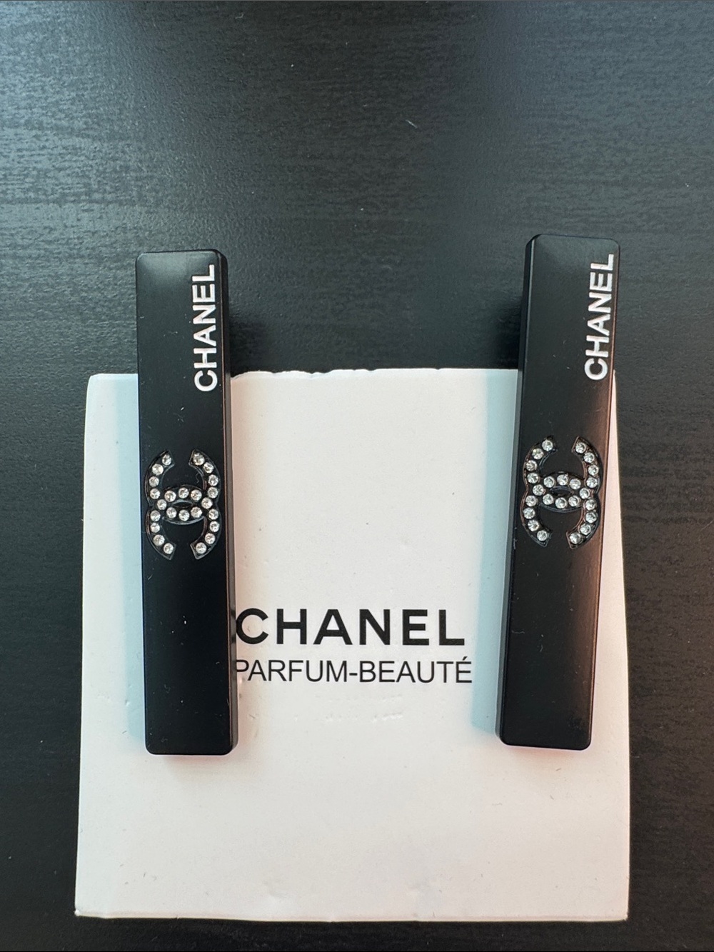 GWP CHANEL Black Crystal CC Logo clips - Pair